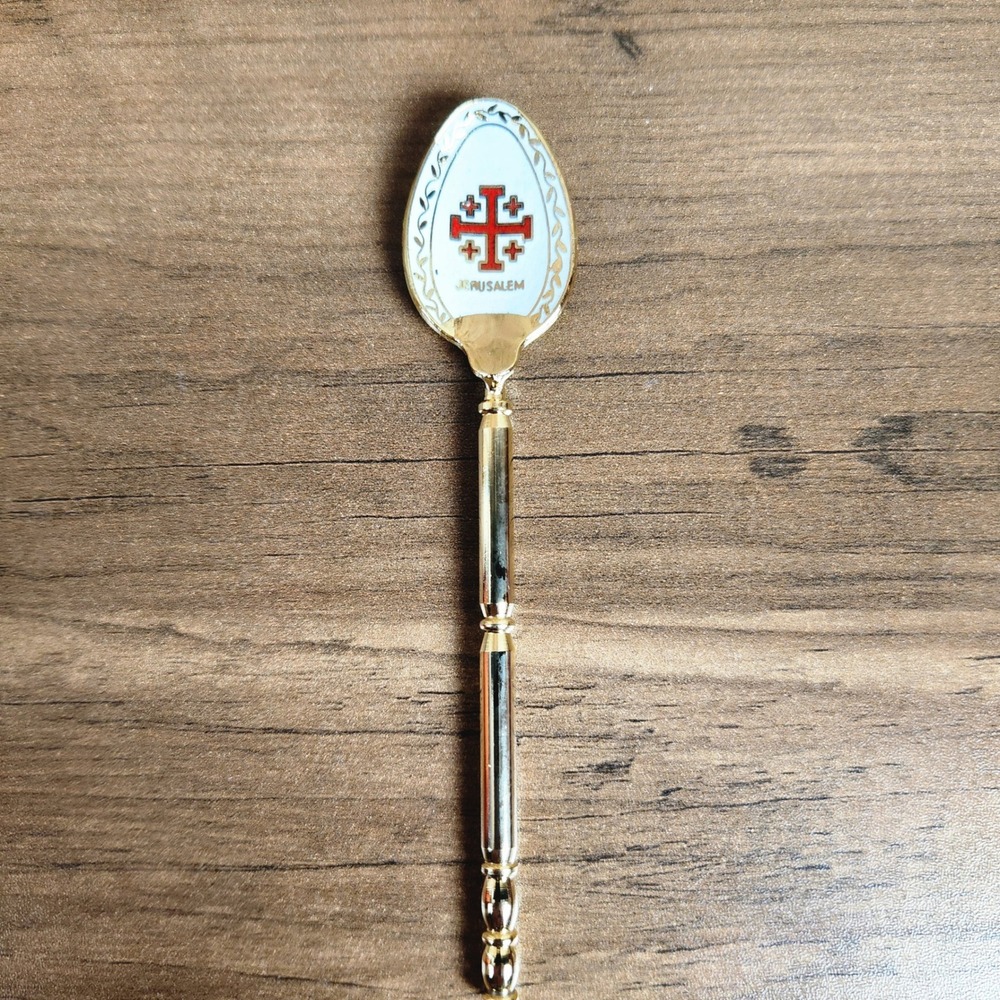 Vintage Jerusalem Souvenir Spoon Gold Tone